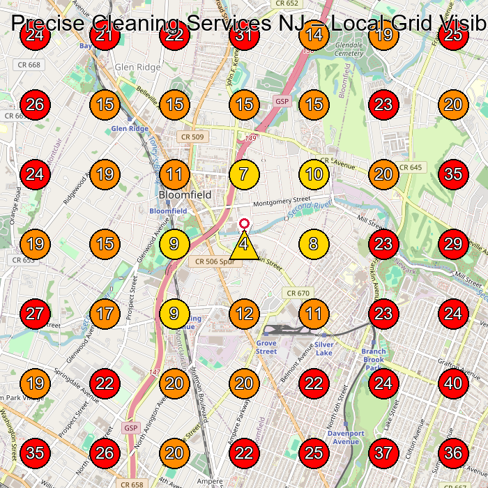 Precise Cleaning Services NJ GeoGrid visibility map for House Cleaning Service in None